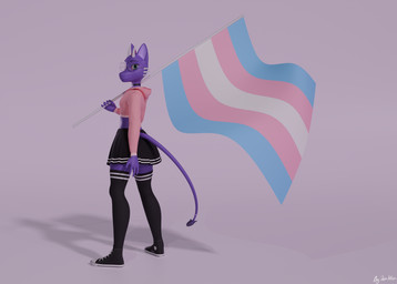 anthro bottomwear choker clothing eyewear female femboy glasses hoodie jewelry legwear lgbt_pride necklace pride_colors skirt solo thigh_highs topwear transgender_pride_colors zen_allen lgbt_pride_month mythology zen_allen_(zenallen) dragon mythological_creature mythological_scalie scalie hi_res