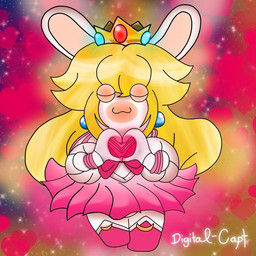 anthro blonde_hair blue_ear_piercing boots clothed clothed_anthro clothed_female clothing crown dress ear_piercing eyes_closed female female_anthro footwear front_view gem gesture hair headgear heart_gesture heart_symbol light long_ears long_hair mitten_hands multicolored_clothing multicolored_dress piercing pink_boots pink_bow pink_clothing pink_footwear ruby_(gem) sapphire_(gem) shoes solo sparkles tan_eyelids tan_inner_ear text uwu white_clothing white_dress crazydigitalcapt mario_bros mario_plus_rabbids_kingdom_battle nintendo raving_rabbids rayman_(series) sailor_moon_(series) ubisoft rabbid_peach lagomorph mammal rabbid 1:1 2023 artist_name colored crossover digital_drawing_(artwork) digital_media_(artwork) english_description english_text full-length_portrait hi_res lighting portrait shaded