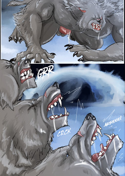 anthro balls big_muscles big_pecs chest_growth erection fur genitals grey_body grey_fur growth huge_muscles male muscular nude pecs penis sharp_teeth solo species_transformation tail teeth transformation art-accountant elden_ring fromsoftware mythology blaidd_(elden_ring) ranni_the_witch canid canine canis mammal mythological_canine mythological_creature werecanid werecanine werecreature werewolf wolf absurd_res comic hi_res