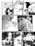 3:4 abs anthro canid canine canis comic dialogue domestic_dog english_text greyscale hi_res jin_(artist) male mammal monochrome muscular overweight pecs slightly_chubby text translated wolf