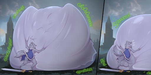 after_vore ambiguous_gender ambiguous_prey anthro anthro_pred balls balls_expansion belly big_belly bodily_noises butt butt_expansion different_sound_effects digestion duo expansion fatal_vore fur genital_expansion genitals grey_body grey_fur huge_belly huge_thighs hyper hyper_belly male male_pred onomatopoeia size_difference sound_effects tail text thick_thighs thigh_expansion vore weight_gain ziravore elden_ring fromsoftware mythology blaidd_(elden_ring) canid canine canis dragon mammal mythological_creature mythological_scalie scalie wolf 2025 absurd_res digital_media_(artwork) english_text hi_res