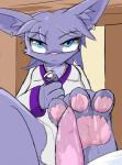 3_toes anthro blue_eyes bottle clothed clothing container disembodied_penis duo feet female foot_fetish foot_play footjob fur genitals looking_at_viewer lube male male/female pawpads paws penis pink_nose pink_penis purple_body purple_fur sex toes conditional_dnp paliken vaatari domestic_cat felid feline felis mammal 2018