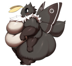 4_arms 4_fingers antennae_(anatomy) anthro belly big_belly big_breasts big_butt black_body black_eyes black_fur blush breasts butt casual_nudity female female_anthro fingers fur huge_thighs insect_wings looking_at_viewer multi_arm multi_limb non-mammal_breasts nude nude_anthro nude_female obese obese_anthro obese_female overweight overweight_anthro overweight_female pose side_view simple_background smile solo standing thick_thighs tuft white_background white_belly white_body white_fur wings yosioka_san jonasii arthropod insect lepidopteran moth full-length_portrait hi_res portrait