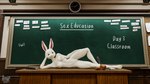 16:9 2024 3d_(artwork) anthro beastars blender_(artwork) blender_cycles breasts classroom condom digital_media_(artwork) domestic_rabbit dwarf_rabbit female fur furniture genitals haru_(beastars) hi_res inside lagomorph leporid looking_at_viewer mammal nipples nude oryctolagus pussy rabbit school sex_education sexual_barrier_device sfmtember24 smile solo t_sito text white_body white_fur widescreen