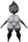 2024 3d_(artwork) areola belly big_breasts black_arms black_face black_hands black_legs breasts digital_media_(artwork) female genitals grey_areola grey_body grey_breasts grey_nipples huge_breasts humanoid long_fingers looking_at_viewer monster monstrous_humanoid mouth_closed mrvector_3d multi_eye navel nipples pussy sharp_fingers simple_background solo standing the_visitor_(ze_blackball.d) thick_thighs white_background
