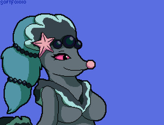 ambiguous_gender anthro arm_tuft blinking blue_background blush boop bouncing_breasts breasts breath brown_body brown_fur duo eyebrows featureless_breasts female fur green_body green_hair grey_body hair long_hair mostly_offscreen_ambiguous mostly_offscreen_character narrowed_eyes nose_boop open_mouth raised_eyebrows red_sclera simple_background smile starfish_(accessory) tan_body tan_fur text touching_nose tuft wrist_tuft softfoxxo nintendo pokemon aquatic asterozoan echinoderm generation_4_pokemon generation_7_pokemon lopunny pokemon_(species) primarina starfish 2d_animation animated artist_name digital_drawing_(artwork) digital_media_(artwork) pixel_(artwork) pixel_animation