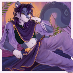 anthro arabian male pose solo seanyleas arabian_leopard felid leopard mammal pantherine 1:1 absurd_res hi_res pinup
