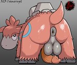 animal_genitalia animal_penis anus backsack balls big_balls big_butt big_penis butt camel camelid camerupt darkened_genitalia digital_media_(artwork) erection feral generation_3_pokemon genitals hi_res long_penis looking_at_viewer looking_back male mammal nintendo orange_penis penis penis_backwards pokemon pokemon_(species) presenting puffy_anus raised_tail rapistwerewolf rear_view simple_background solo tail tail_anus vein