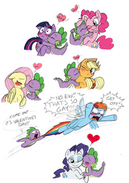 2014 <3 applejack_(mlp) blonde_hair blush cowboy_hat cute cutie_mark dialog dragon english_text equine eyes_closed eyeshadow fangs female feral fluttershy_(mlp) flying freckles friendship_is_magic green_eyes hair hat horn horse hug kissing makeup male mammal mickeymonster multi-colored_hair my_little_pony one_eye_closed pegasus pinkie_pie_(mlp) plain_background pony purple_eyes rainbow_dash_(mlp) rainbow_hair rarity_(mlp) smile spike_(mlp) text twilight_sparkle_(mlp) unicorn white_background wings
Rating: Safe
Score: 27
User: Robinebra
Date: February 27, 2014