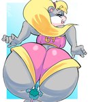 69_(number) anthro big_butt big_dom_small_sub blonde_hair blue_body blue_fur blue_hair bottomwear breasts buckteeth butt butt_focus clothing dominant duo facesitting female fur grey_body grey_fur hair huge_butt larger_female looking_back male number ponytail sitting_on_another size_difference smaller_male tail teeth thick_thighs topwear bulluppa conker's_bad_fur_day rareware berri biscuit_(bizkit) chipmunk ground_squirrel mammal murid murine rat rodent sciurid 2024 hi_res signature