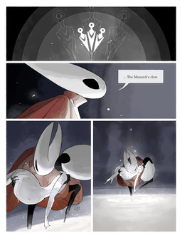 anthro biped black_body black_eyes carrying_another cloak clothing detailed_background dialogue duo dying empty_eyes eyes_closed female female_anthro female_humanoid gash holding_another mouthless onomatopoeia partially_submerged red_cloak red_clothing silk sitting sound_effects spa speech_bubble text unconscious water white_body wounded darkdog hollow_knight:_silksong hollow_knight_(franchise) team_cherry hornet_(hollow_knight) lace_(hollow_knight:_silksong) arthropod humanoid 2025 absurd_res comic digital_drawing_(artwork) digital_media_(artwork) english_text hi_res