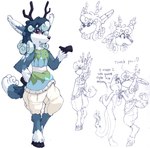 anthro antlers biped bottomwear clothing duo female frown hooves horn male pants smile standing text almyriganhero frebbventure drinn frebb deer mammal 2019 english_text official_art