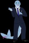 anthro biped clothed clothing footwear gesture green_eyes hand_gesture looking_at_viewer male markings necktie one_eye_closed open_mouth pointing pointing_at_viewer shoes simple_background slightly_chubby smile solo spots standing stripes suit teeth tongue wink neonicink azrael_rhincodon carpet_shark fish marine shark whale_shark 2014 alpha_channel