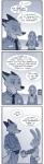 2016 absurd_res anthro blueberry_(fruit) canid canine clothed clothing comic dialogue disney duo english_text fan_character female food fox fruit hi_res july_hopps_(mistermead) lagomorph leporid male mammal monochrome nick_wilde plant police police_uniform rabbit red_fox rockbottomfeeder simple_background speech_bubble text true_fox uniform zootopia