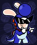 anthro arms_bent black_eyewear black_sunglasses blue_background blue_costume blue_outline blue_tail closed_smile clothing collar costume eyewear finger_gun fur gesture hand_gesture light long_ears male male_anthro mouth_closed noseless outline red_collar red_shell shell simple_background smile solo standing sunglasses tail tan_body tan_inner_ear tan_skin white_body white_fur captainquack64 mario_bros mario_plus_rabbids_kingdom_battle nintendo raving_rabbids rayman_(series) ubisoft fan_character rabbid_boshi lagomorph mammal rabbid 2024 colored crossover digital_drawing_(artwork) digital_media_(artwork) english_description full-length_portrait lighting portrait