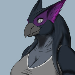 anthro beak big_breasts blind breasts disability female simple_background taketzu_(artist) capcom monster_hunter lenneth_(covenant) flying_wyvern nargacuga 1:1 hi_res portrait