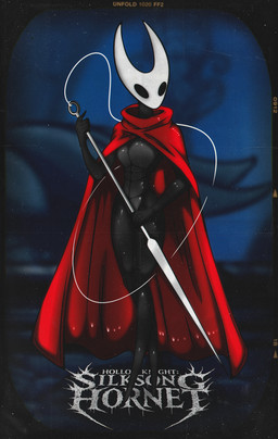 2_horns 5_fingers anthro biped black_eyes breasts cape clothing featureless_breasts female fingers holding_melee_weapon holding_object holding_weapon horn melee_weapon red_cape red_clothing solo standing text thread weapon 0l-fox-l0 hollow_knight hollow_knight:_silksong team_cherry hornet_(hollow_knight) arthropod 2025 absurd_res english_text hi_res huge_filesize