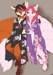 4_toes akaihana anthro asian_clothing barefoot breasts claws clothing digitigrade duo east_asian_clothing fangs feet female japanese_clothing kimono teeth toes foxboy83 emmy canid canine fox mammal digital_media_(artwork) hi_res