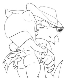 butt clothing duo embarrassed eyes_closed female gloves handwear hat headgear headwear kissing male nude nude_female tail anonymous_artist sega sonic_superstars sonic_the_hedgehog_(series) fang_the_hunter trip_the_sungazer girdled_lizard lizard mammal mustelid musteline reptile scalie sungazer_(lizard) true_musteline weasel monochrome