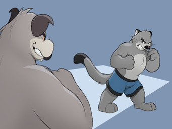 3_toes 4_fingers adolescent age_difference angry anthro biped black_nose bottomwear clothed clothing duo feet fighting_pose fingers fur grey_body grey_fur imminent_fight male older_male pose shorts simple_background standing toes topless topless_male whiskers young younger_male nereume brok_the_investigator cowcat_games generic_rat_(brok_the_investigator) graff_filsh domestic_cat felid feline felis mammal murid murine rat rodent 2025 4:3 hi_res