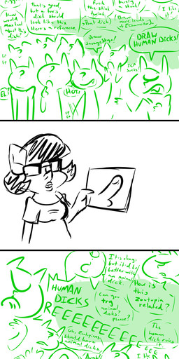 ambiguous_gender animal_genitalia animal_penis anthro clothed clothing crowd dialogue exhibitionism eyewear female genitals glasses group humanoid_genitalia humanoid_penis male masturbation meta penis simple_background speech_bubble text white_background inkyfrog disney zootopia anon anthro_anon fan_character inkypig ambiguous_species domestic_pig mammal suid suine sus_(pig) 2016 comic english_text hi_res sketch