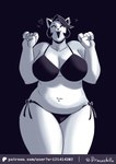 anthro big_breasts bikini breasts clothing female happy heart_symbol piercing slightly_chubby solo swimwear text thick_thighs two-piece_swimsuit dracozhilla patreon undertale_(series) catty_(undertale) felid feline mammal hi_res url watermark