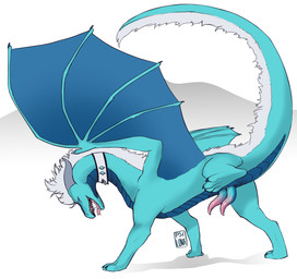 2_penises animal_genitalia animal_penis blue_body blue_eyes blue_penis collar collar_only erection feral genital_slit genitals gradient_penis hair hemipenes horn male membrane_(anatomy) membranous_wings multi_genitalia multi_penis nude open_mouth open_smile penis pink_penis raised_leg smile solo standing teeth tongue tongue_out white_hair wings i-psilone mythology whitingen dragon mythological_creature mythological_scalie scalie 2018