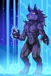 3_toes 4_fingers bathing claws clothing fangs feet fingers hair long_hair male muscular nipples pecs science_fiction shower speedo swimwear teeth toes waterfall tcrakman 3below tales_of_arcadia alpha_zeron zeron alien anubian_jackal canid canine canis jackal mammal hi_res