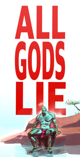 angel_halo ankle_jewelry big_text clear_water clothed clothing gold_(metal) gold_jewelry gold_necklace green_body green_skin halo jewelry looking_at_viewer male mostly_nude muscular muscular_male necklace partially_clothed pecs red_text sitting solo text purplebirdman angel scalie hi_res