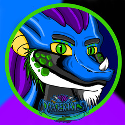 anthro blue_body green_eyes hair male purple_hair solo yellow_sclera dragerarts mythology jethro dragon mythological_creature mythological_scalie scalie absurd_res headshot_portrait hi_res portrait