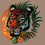 ambiguous_gender emerald_(gem) fire gem green_eyes jewelry necklace solo stripes amara_telgemeier winterrock_(partran) partran_(tiger) felid mammal pantherine tiger 2016