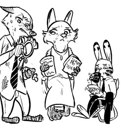 anthro bib bodily_fluids bottomwear clothed clothing dress female group jewelry male mature_anthro mature_female necklace necktie nervous pacifier pants paper shirt simple_background sitting size_difference standing suit sweat topwear white_background replytoanons disney zootopia jack_savage mrs._wilde nick_wilde canid canine fox lagomorph leporid mammal rabbit red_fox true_fox 1:1 black_and_white monochrome mother_(lore) mother_and_child_(lore) mother_and_son_(lore) parent_(lore) parent_and_child_(lore) parent_and_son_(lore) son_(lore)
