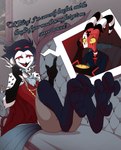 anthro barefoot calling dialogue duo feet furniture male male/male sofa soles talons toes foot_ninja15 helluva_boss blitzo_(helluva_boss) stolas_(helluva_boss) avian bird demon imp owl absurd_res digital_drawing_(artwork) digital_media_(artwork) hi_res