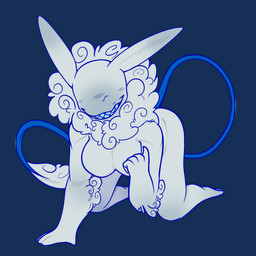 all_fours anthro beckoning big_breasts border breasts eyeless featureless_breasts female fur gesture grin long_ears long_tail mane seductive smile smiling_at_viewer solo tail teeth teeth_showing transparent_border white_body white_fur anonymous_artist pipe_(jeddy) splynter 1:1 alpha_channel