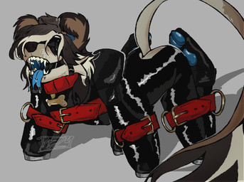 all_fours anthro bdsm bitchsuit blindfold bodily_fluids bodysuit bondage bondage_gear bondage_gloves bound brown_hair chicken-wing_tied clothing collar drooling forced_open_mouth forked_tongue frogtied fur gag gagged gagged_drooling hair hairless handwear latex latex_clothing latex_skinsuit legs_tied light_body light_fur open_mouth piercing ring_gag saliva skinsuit solo straps tail tight_clothing tongue tongue_out x3rezio dezy_(fursona) bat canid canine canis chinese_crested_dog domestic_dog hairless_dog mammal toy_dog absurd_res hi_res