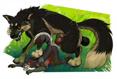 anal anal_orgasm anal_penetration animal_genitalia animal_penis anthro anthro_on_feral anthro_penetrated ass_up balls bestiality bodily_fluids canine_genitalia canine_penis claws cum cum_in_ass cum_inside duo ear_piercing ejaculation erection eye_scar facial_scar fangs feral feral_penetrating feral_penetrating_anthro fur genital_fluids genitals grass hands-free heterochromia knot knotted_penis looking_at_another male male/male male_penetrated male_penetrating male_penetrating_male motion_lines multicolored_body multicolored_fur nude on_grass on_ground orgasm paws penetration penile penile_penetration penis penis_in_ass piercing plant quadruped raised_tail scar sex sheath size_difference smaller_anthro smaller_penetrated snout tail teeth mataki23 mythology beau_(williamca) canid canine mammal mythological_canine mythological_creature werecanid werecanine werecreature werewolf colored digital_drawing_(artwork) digital_media_(artwork) hi_res shaded