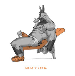 abs anthro big_muscles bodily_fluids clothed clothing cum cum_on_face cumshot ejaculation erection footwear fur genital_fluids genitals male multicolored_body multicolored_fur muscular muscular_anthro muscular_male nipples partially_clothed pec_grab pecs penile penis solo tenting two_tone_body two_tone_fur underwear p0sporo brad_(p0sporo) lagomorph leporid mammal rabbit