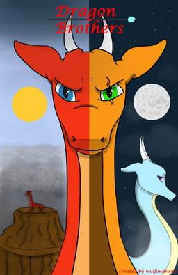 ambiguous_gender blue_eyes green_eyes group horn looking_at_viewer moon mountain purple_eyes scar sun wulfondraws mythology dragon mythological_creature mythological_scalie scalie 2017 absurd_res hi_res