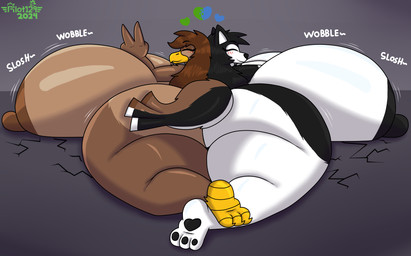 2_heads 3_toes 4_fingers anthro avian_feet beak big_breasts big_butt black_hair black_nipples black_nose black_pawpads breasts brown_hair brown_nipples butt conjoined feathers feet female fingers gesture hair hand_gesture happy heart_symbol huge_breasts huge_butt hyper hyper_breasts long_hair lying mismatched_nipples multi_head multicolored_body nipples non-mammal_nipples on_front orange_beak overweight overweight_anthro overweight_female pawpads solo tail tail_feathers toes v_sign pilot129 luka_loginska pilot_(pilot129) accipitrid accipitriform avian bird canid canine canis domestic_dog husky mammal nordic_sled_dog spitz 2024 hi_res