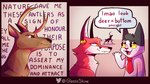 16:9 anthro antlers canid canine comic deer dialogue duo english_text felid feline feral fox fur glassshine horn hubert_(glassshine) mammal meme necktie open_mouth pose red_body red_fur steve_(glassshine) tan_body tan_fur text white_body white_fur widescreen