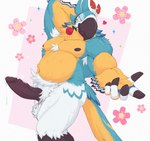 anthro balls bodily_fluids erection flower genital_fluids genitals male nipples nude penis plant precum rose_(flower) simple_background slightly_chubby isaacyote_(artist) breath_of_the_wild nintendo the_legend_of_zelda kass_(tloz) avian rito 2025 absurd_res hi_res