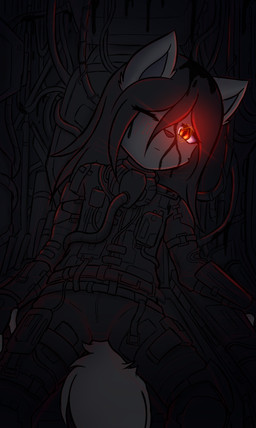 ambiguous_gender anthro clothing cyberpunk female glowing glowing_eyes male military neon science_fiction solo technology uniform dream_mirage canid canine canis mammal wolf absurd_res hi_res