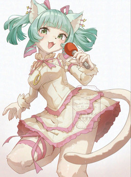 anthro clothing dress electronics female green_eyes green_hair hair holding_microphone holding_object kemono microphone open_mouth simple_background singing solo white_background korokoro_nekoz cyberconnect2 little_tail_bronx solatorobo cocona_(solatorobo) domestic_cat felid feline felineko felis mammal 2026 hi_res japanese_description portrait three-quarter_portrait