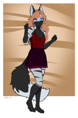 adolescent anthro clothed clothing dress feet female fingers fur hair solo standing tail toes young young_anthro young_female synnfultiger canid canine felid fox hybrid mammal pantherine tiger absurd_res digital_media_(artwork) hi_res