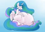 belly big_belly bodily_fluids cum cum_in_navel cum_on_belly cum_on_body female feral genital_fluids hair horn long_hair navel navel_ejaculation simple_background solo lowkey friendship_is_magic hasbro my_little_pony mythology princess_celestia_(mlp) equid equine mammal mythological_creature mythological_equine unicorn