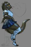 absurd_res anthro bottomwear clothed clothing crocodilian digital_media_(artwork) female glistening glistening_body greenpolygon hi_res leaning leaning_backward legwear lizard muscular muscular_anthro muscular_female mypaint_(artwork) prehensile_(disambiguation) raised_leg raised_tail reptile scalie school_uniform simple_background sketch skirt solo tail thick_tail thick_thighs thigh_highs tongue tongue_out uniform