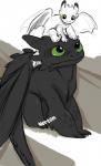 black_body duo feral green_eyes tail nerton dreamworks european_mythology how_to_train_your_dragon mythology pouncer_(httyd) toothless dragon fury_(httyd) mythological_creature mythological_scalie night_fury night_light_(species) scalie western_dragon 2019 digital_media_(artwork) hi_res