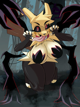 anthro big_breasts black_nails breasts clothing collar colored_nails creepy creepy_face creepy_smile female foggy_background forest forest_background legwear long_tongue looking_at_viewer nails nature nature_background outline outside pasties plant red_eyes red_outline shadow_claw sharp_nails smile solo thick_thighs thigh_highs tongue tongue_out tree wide_hips 69lewddragon69 nintendo pokemon pikaboo_(69lewddragon69) generation_7_pokemon mimikyu pokemon_(species) shadow_creature 3:4 absurd_res hi_res