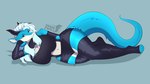 arkets_(arkets) big_breasts black_clothing black_horn blue_body blue_eyes blue_fur blue_hair blue_scales blue_tail breasts clothed clothing female fur grey_body grey_fur grey_scales hair horn long_hair scales simple_background solo tail thick_thighs white_body white_fur white_scales wide_hips dreanzwolf mythology dragon furred_dragon furred_scalie mythological_creature mythological_scalie scalie hi_res