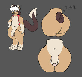 anthro big_butt butt male nude nude_anthro solo wide_hips hornydragon2003 alfajor canid canine canis domestic_dog mammal hi_res model_sheet